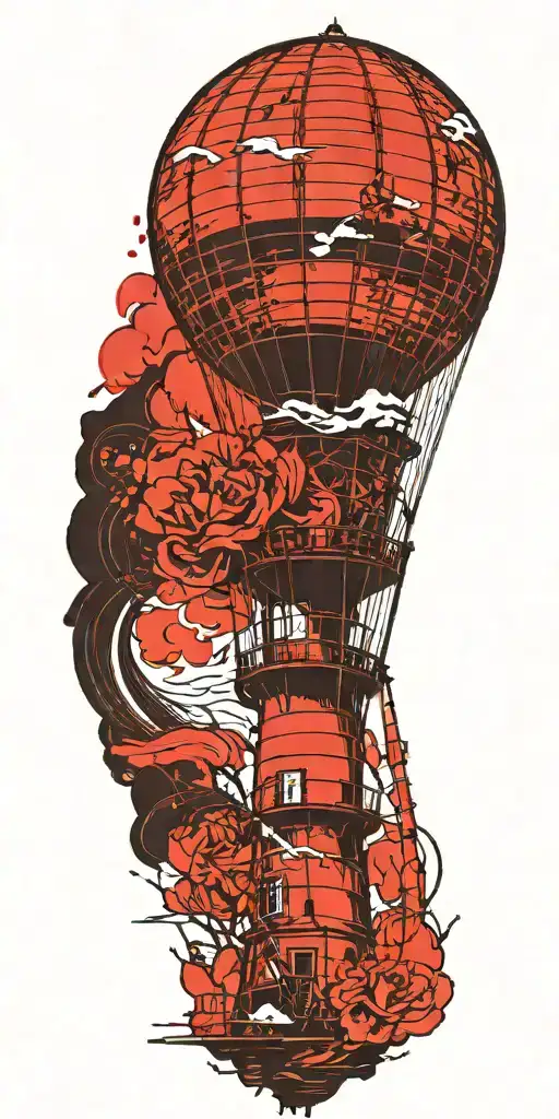 Lighthouse Hot Air Balloon Never Give Up In A Tornado