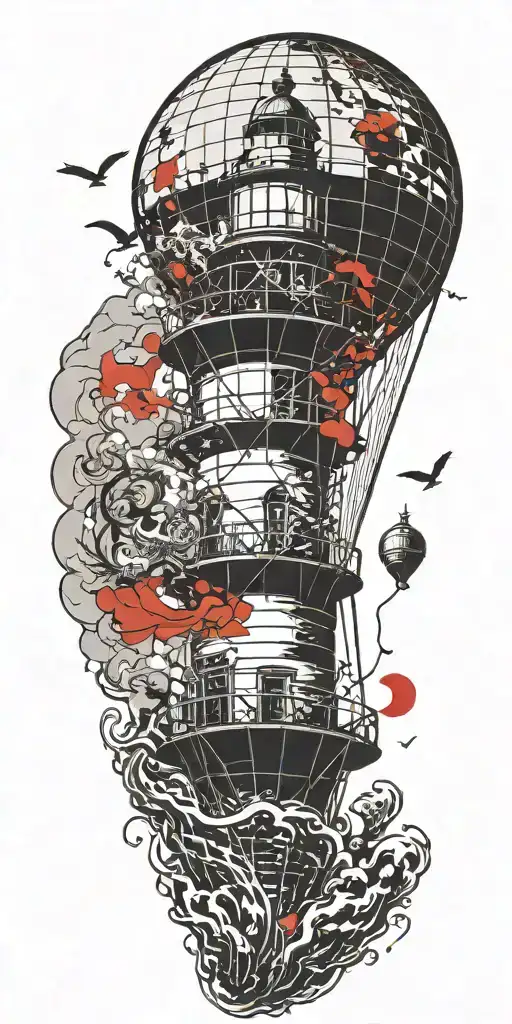 Lighthouse Hot Air Balloon Never Give Up In A Tornado