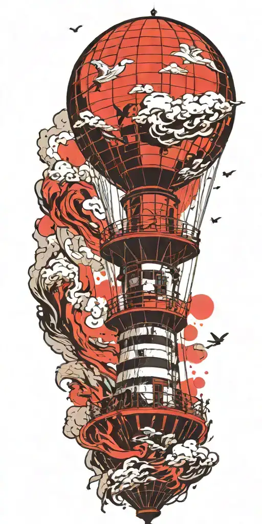 Lighthouse Hot Air Balloon Never Give Up In A Tornado