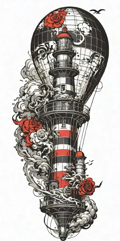 Lighthouse Hot Air Balloon Never Give Up In A Tornado