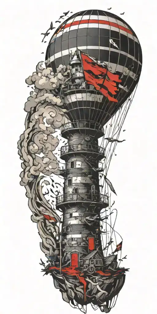 Lighthouse Hot Air Balloon Never Give Up In A Tornado