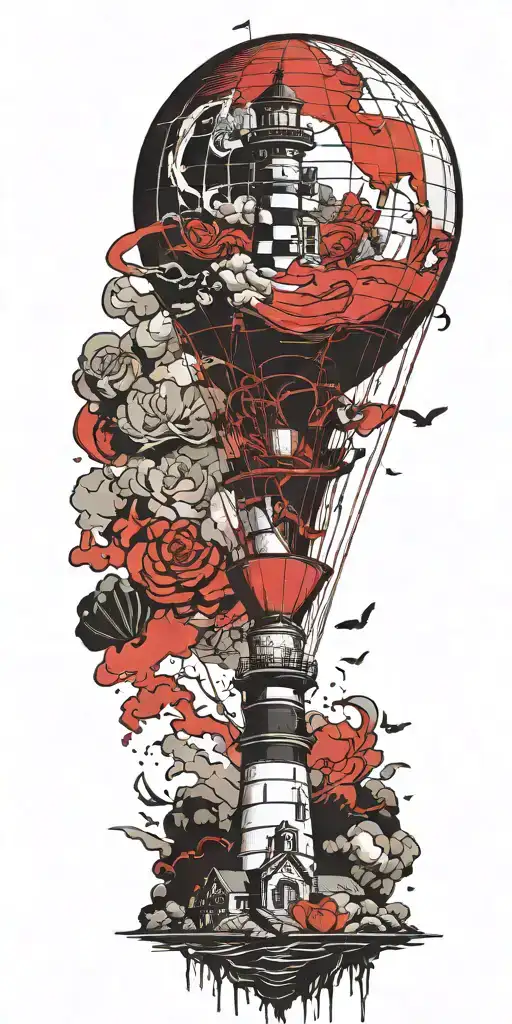 Lighthouse Hot Air Balloon Never Give Up In A Tornado