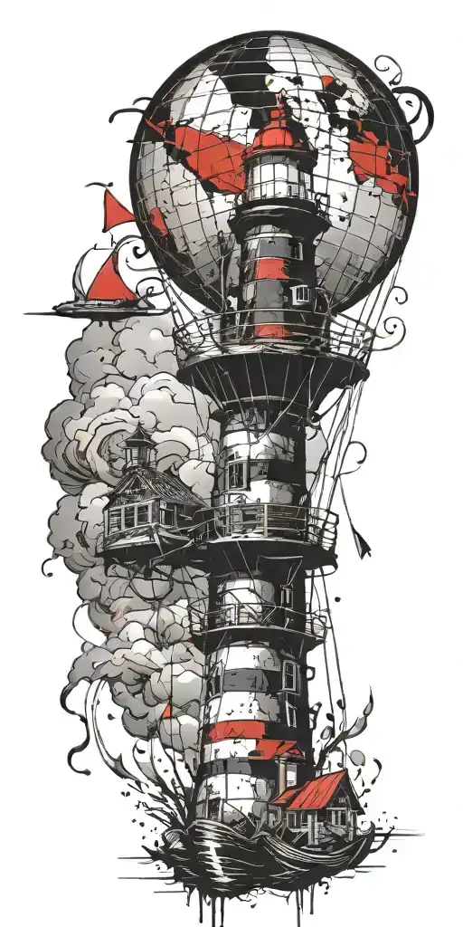 Lighthouse Hot Air Balloon Never Give Up In A Tornado