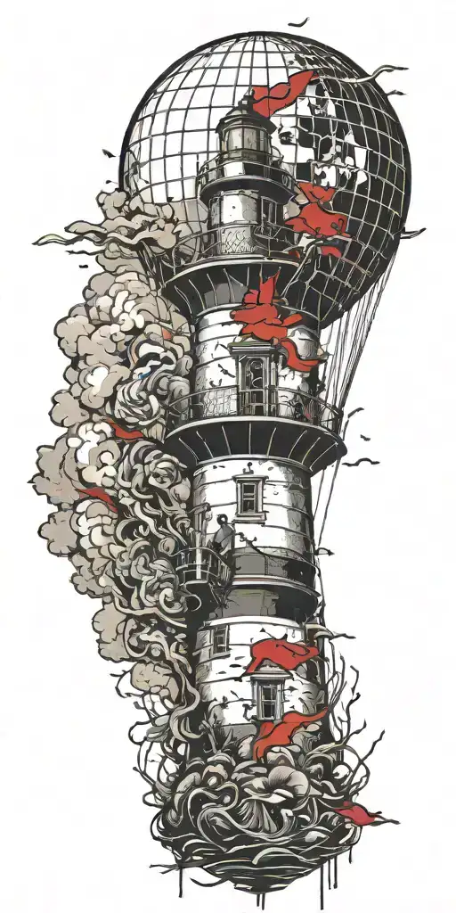 Lighthouse Hot Air Balloon Never Give Up In A Tornado