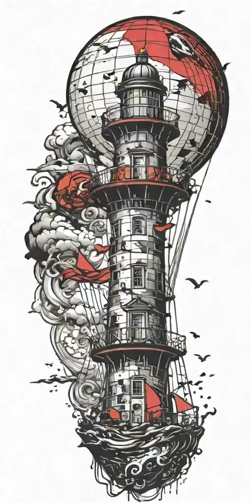 Lighthouse Hot Air Balloon Never Give Up In A Tornado