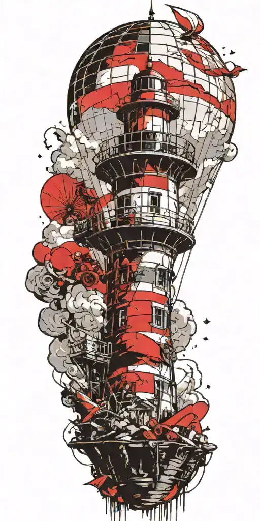 Lighthouse Hot Air Balloon Never Give Up In A Tornado