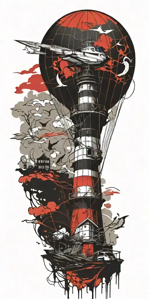 Lighthouse Hot Air Balloon Never Give Up In A Tornado