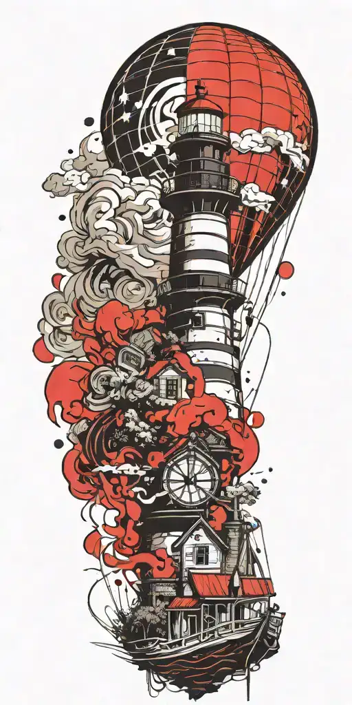 Lighthouse Hot Air Balloon Never Give Up In A Tornado