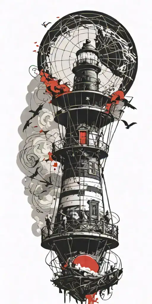Lighthouse Hot Air Balloon Never Give Up In A Tornado