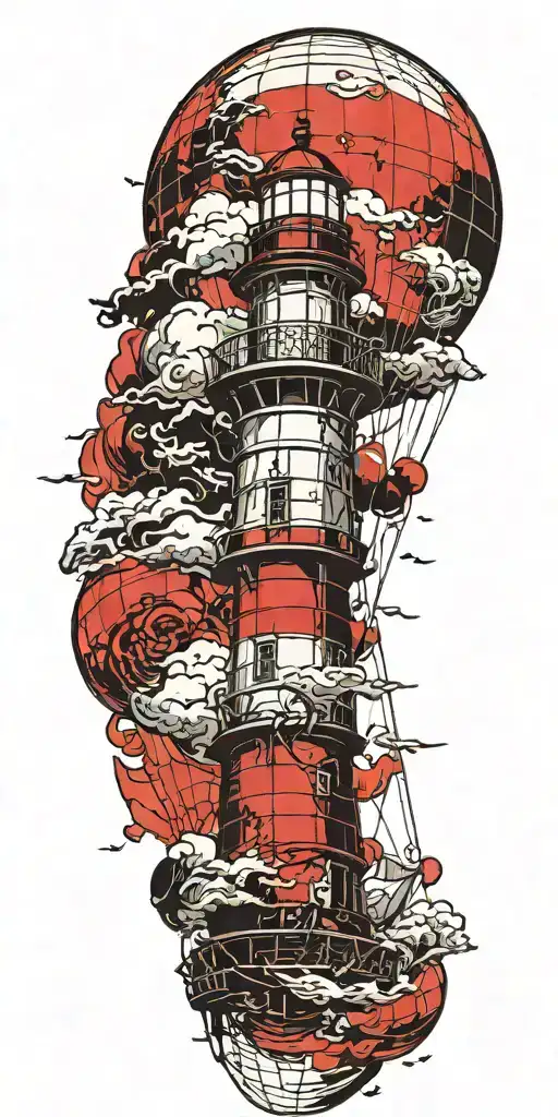 Lighthouse Hot Air Balloon Never Give Up In A Tornado