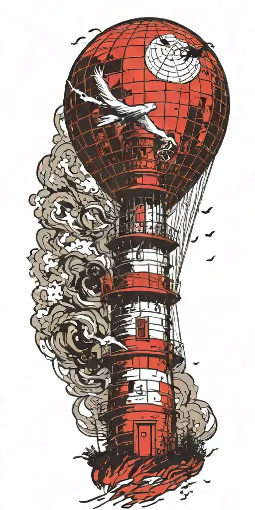 Lighthouse Hot Air Balloon Never Give Up In A Tornado