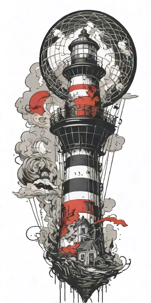 Lighthouse Hot Air Balloon Never Give Up In A Tornado