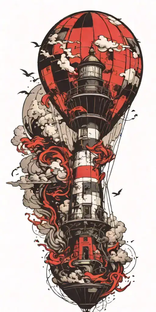 Lighthouse Hot Air Balloon Never Give Up In A Tornado