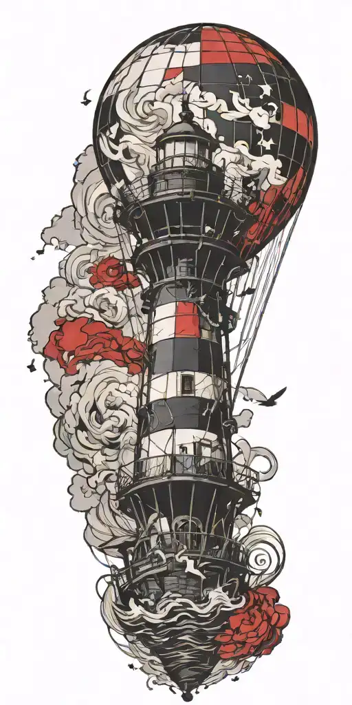 Lighthouse Hot Air Balloon Never Give Up In A Tornado