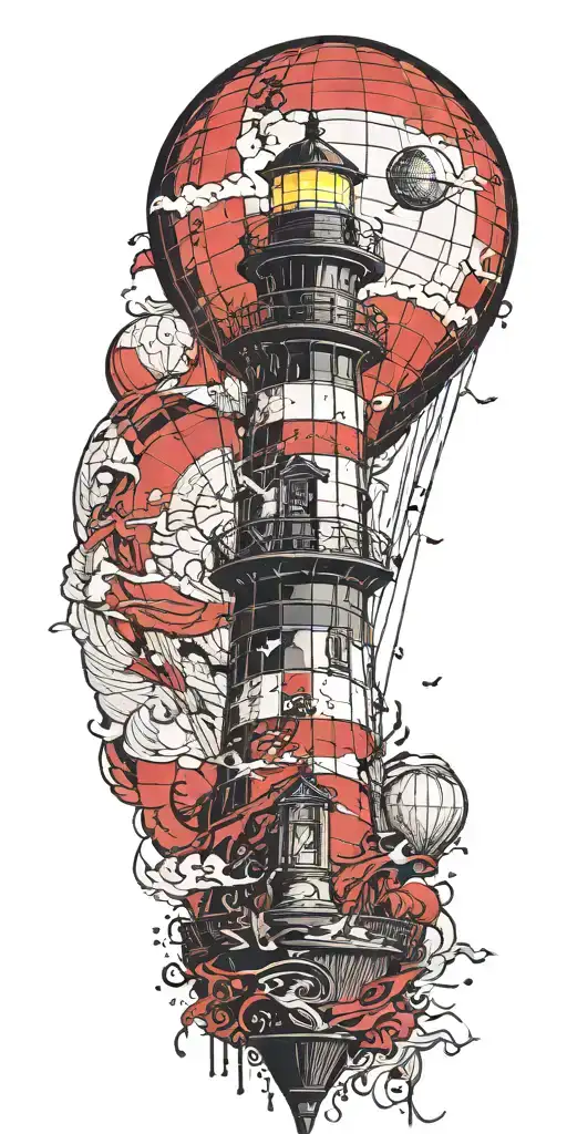 Lighthouse Hot Air Balloon Never Give Up In A Tornado
