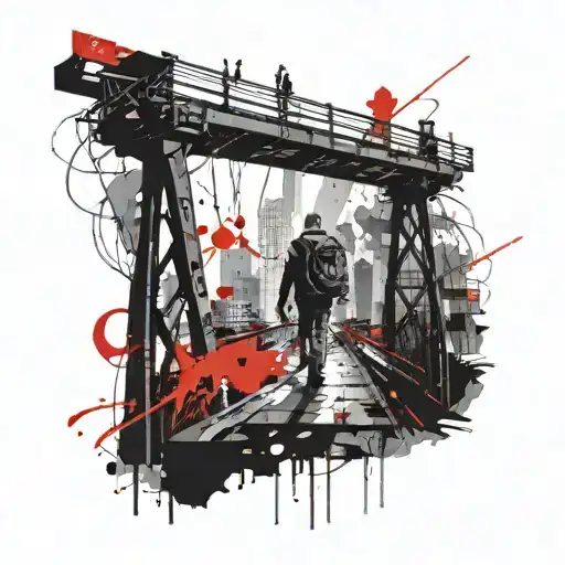 Dark Bridge With A Lonely Man Looking