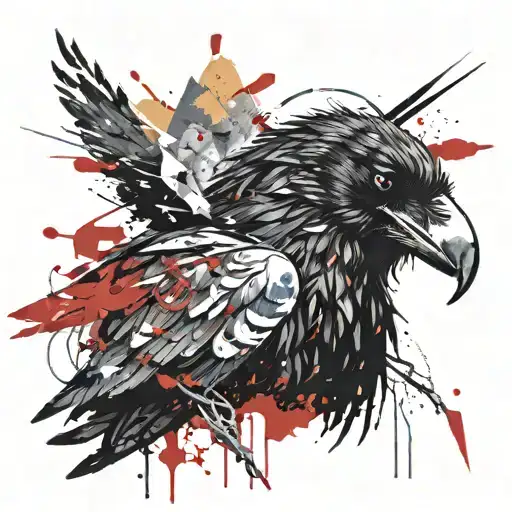 North Mythology Inspired Two Raven Interlaced With A Helm Of Awe