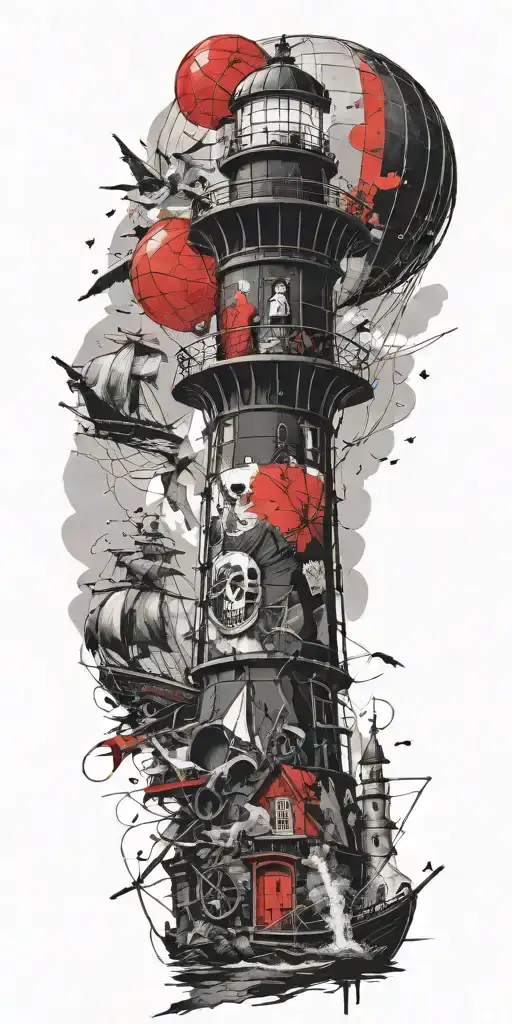 Lighthouse With Hot Air Balloon And Pirate Frozen