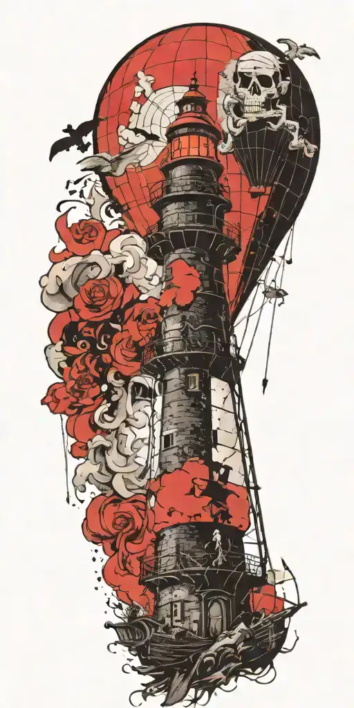 Lighthouse With Hot Air Balloon And Pirate Frozen