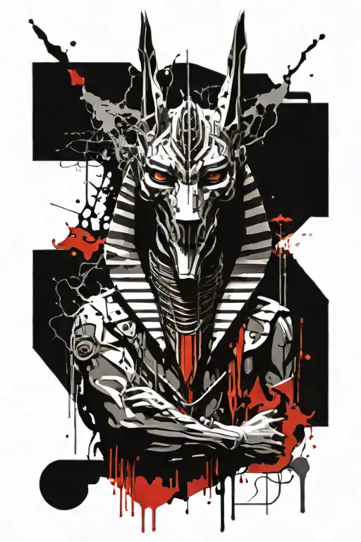 Cyberpunk Anubis Egyptian God Front View