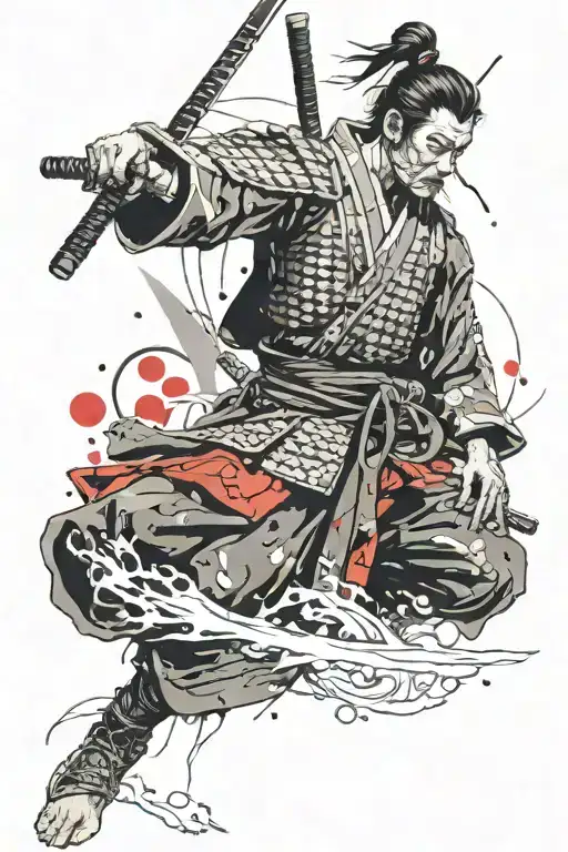 Samurai Holding His Sword In One Hand Holding