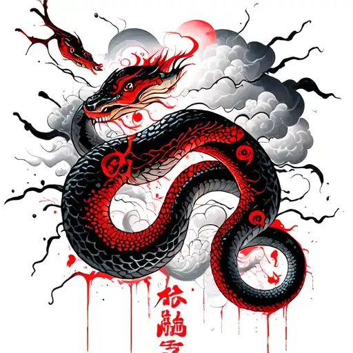 Snake And Clouds Chinese Style