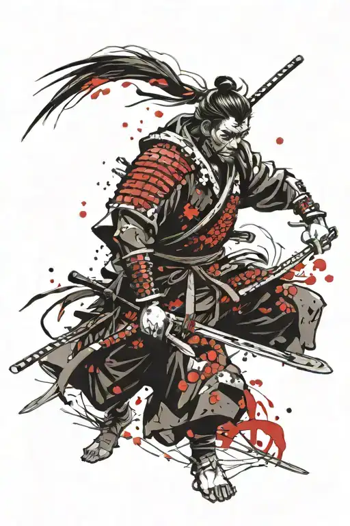 Angry Samurai Standing Proudly