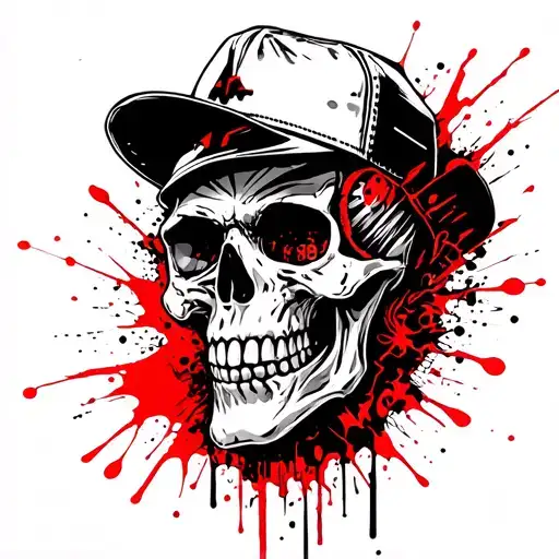A Skull Wearing A Trucker Hat Surrounded By Winding Highways