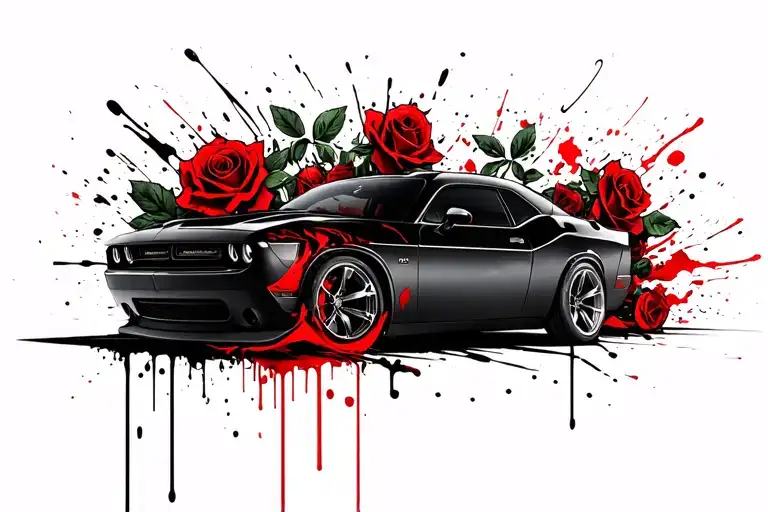 Roses And A 2013 Dodge Challenger Muscle Car
