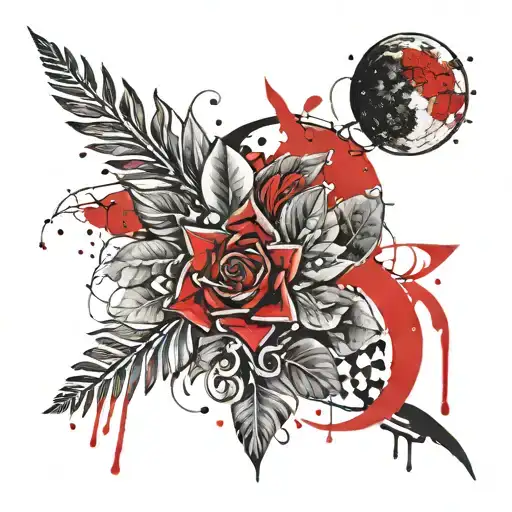 Tattoo With Flowers And Moon