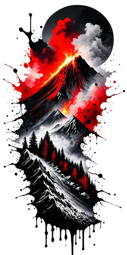 Volcano Forrest And Mountains