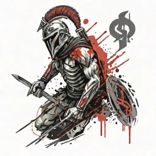 Spartan Warrior In Black And Red