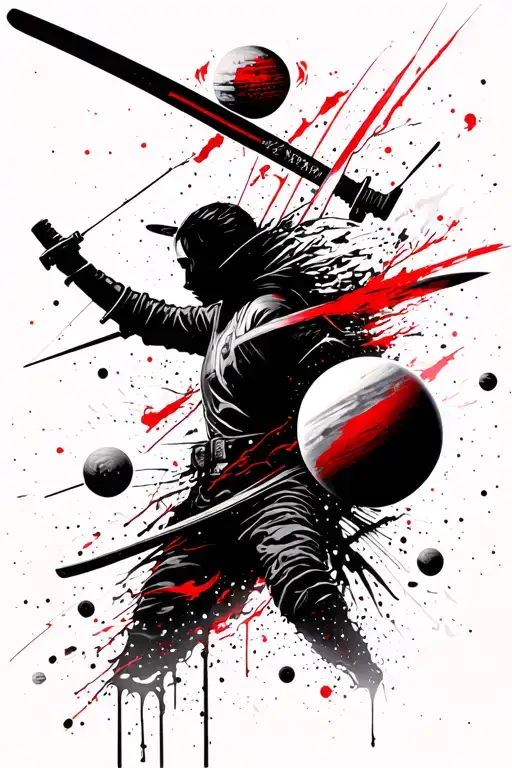 Katana In Space Flies Past Planets And Cuts The Air