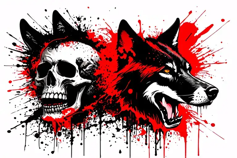 Skull And Wolf