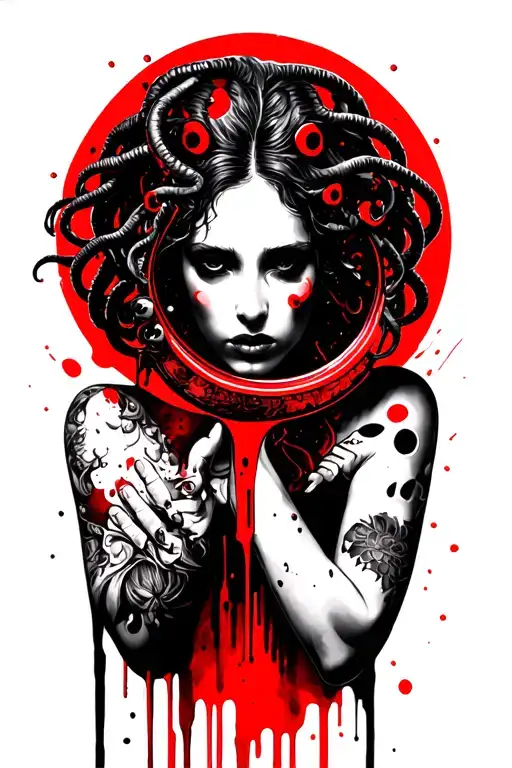 Medusa Holding Hand Mirror Reflection