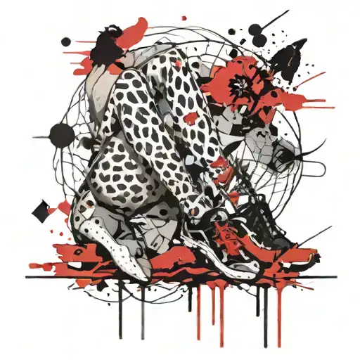 Crossed Female Legs In Leopard Tights Raised Up