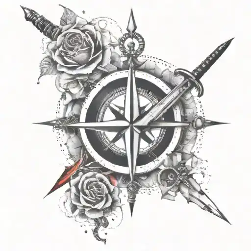 Sword And Compass With Roses
