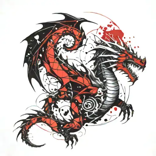 Dragon En Rodeando La Lanza Del Destino