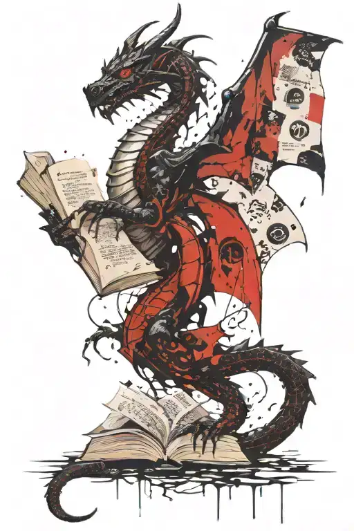 Dragon Reading A Book Open