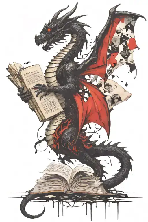 Dragon Reading A Book Open