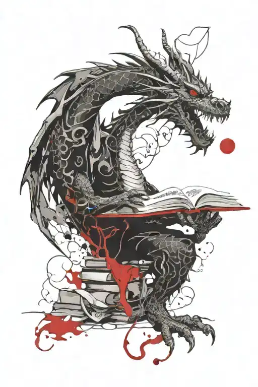 Dragon Reading A Book Open