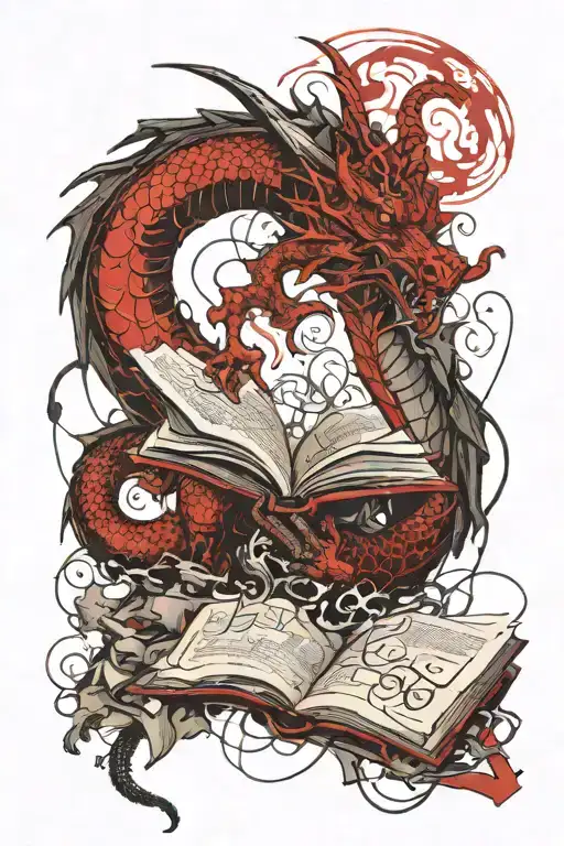 Dragon Reading A Book Open