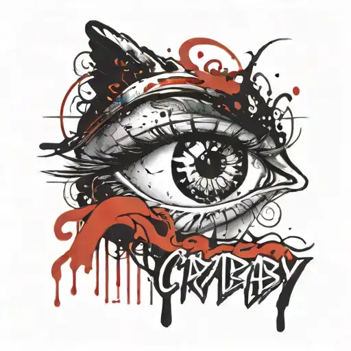 Crying Eye With The Word 'Crybaby' Written In A Pretty Font