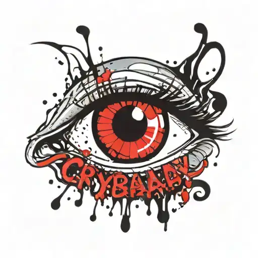 Crying Eye With The Word 'Crybaby' Written In A Pretty Font