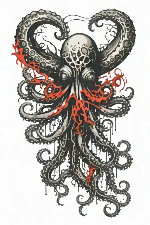 Tattoo Of A Mystical Octopus In A Hood Without A Face