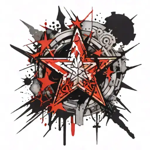 A Large 5 Point Star With Multiple Hieroglyphics