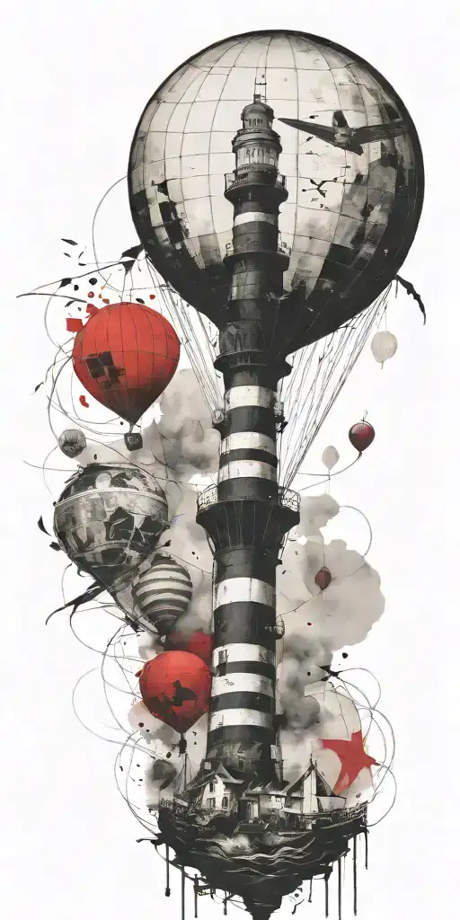 Shipwreck Hot Air Balloons And Lighthouse