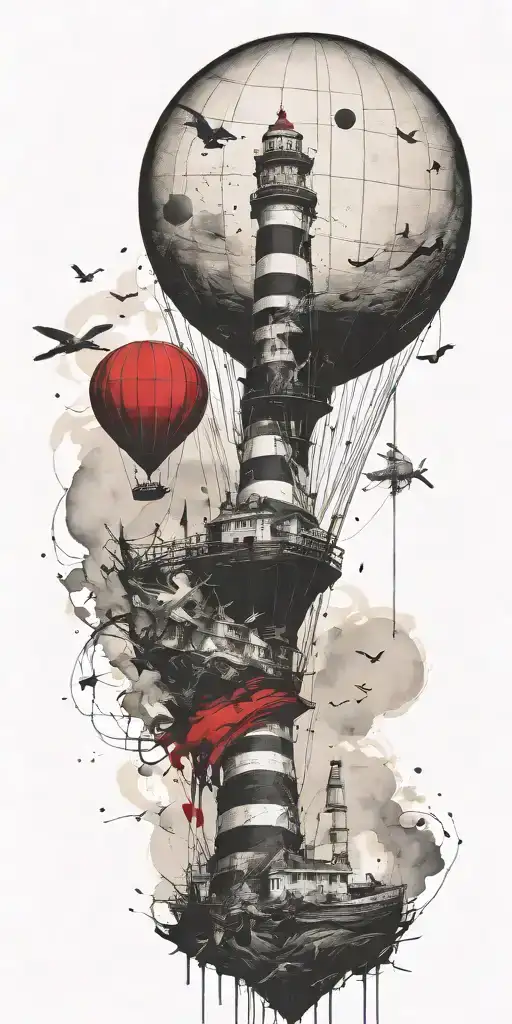 Shipwreck Hot Air Balloons And Lighthouse