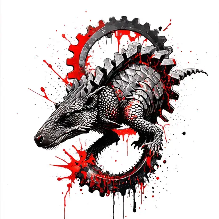 Pangolin In Front Of Gears Intertwined
