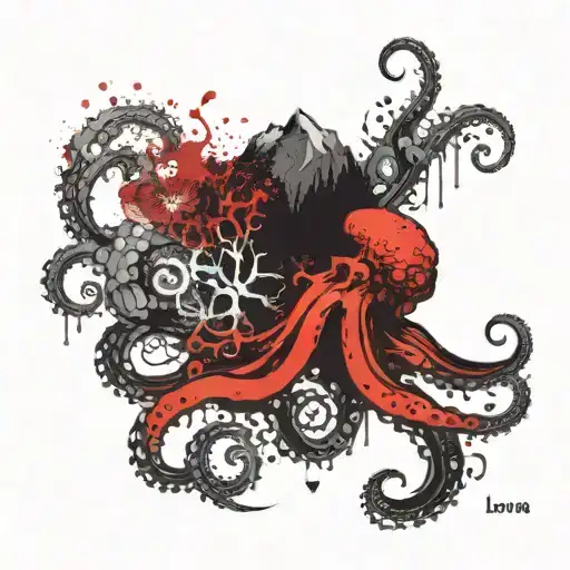 Mountain With Sea And Octopus